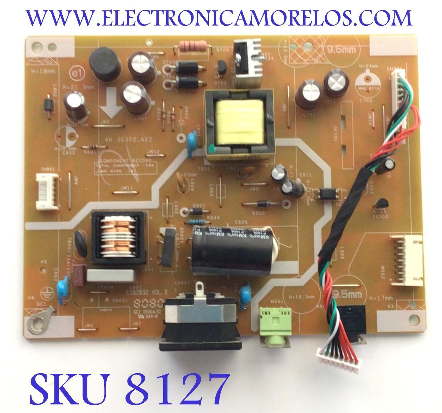 FUENTE PARA MONITOR ACER / NUMERO DE PARTE 5E3HP02001 / 4H.3G302.A22 / 1988941 / PANEL M250HTN01.5 / MODELO XF251Q